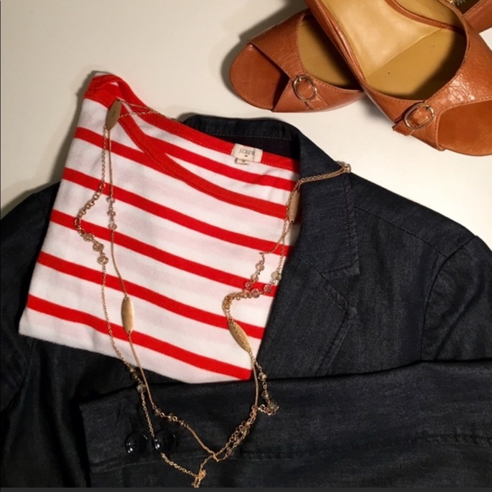 J. Crew Striped Boatneck 3/4 Sleeve